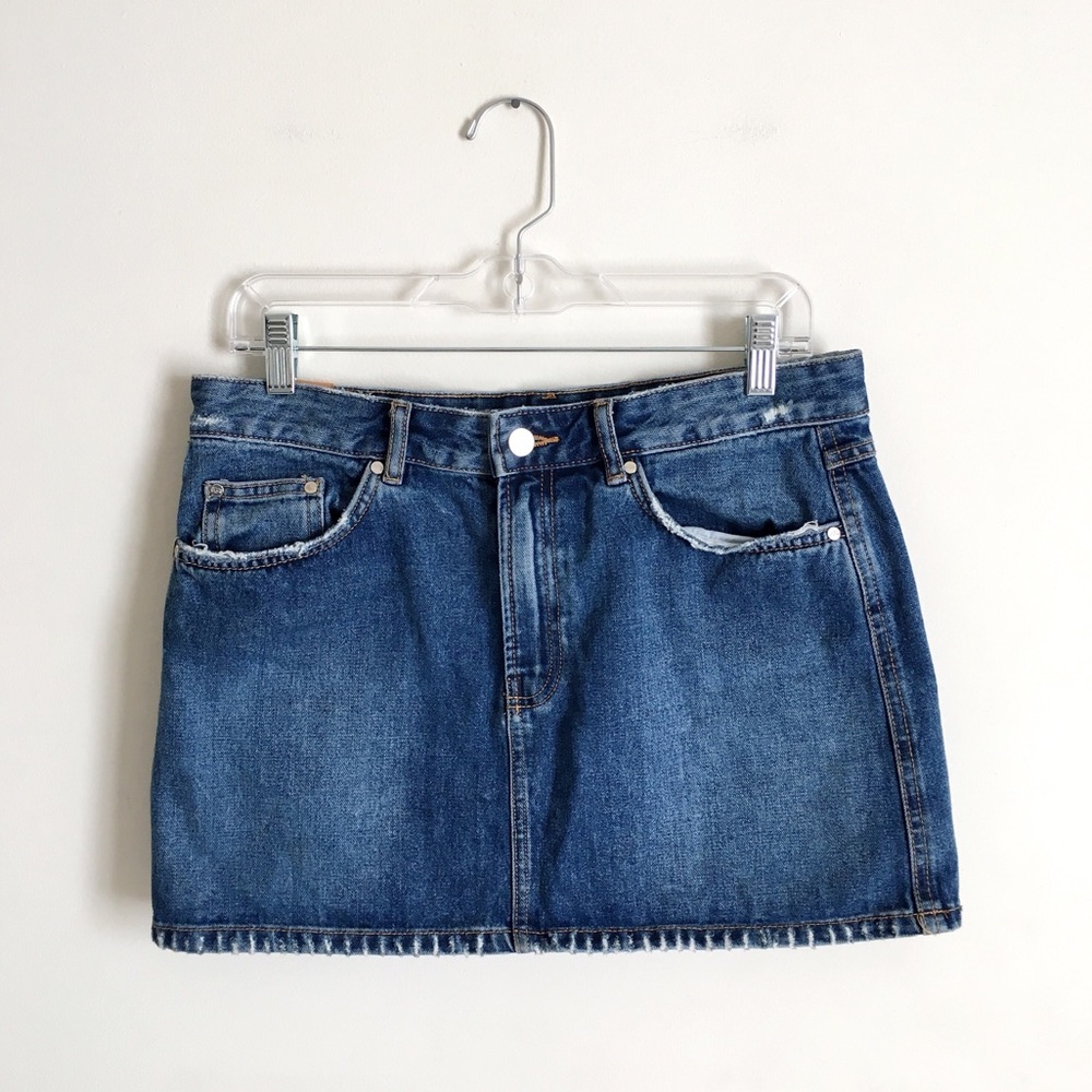 Zara | Distressed Jean Mini Skirt Med Wash Denim - Picture 3 of 8